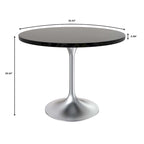 Round Dining Table, MDF Top & Steel Pedestal Base, Seats 2 – Dark Maple / Black / Cognac Brown / Natural