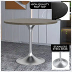 Round Dining Table, MDF Top & Steel Pedestal Base, Seats 2 – Dark Maple / Black / Cognac Brown / Natural