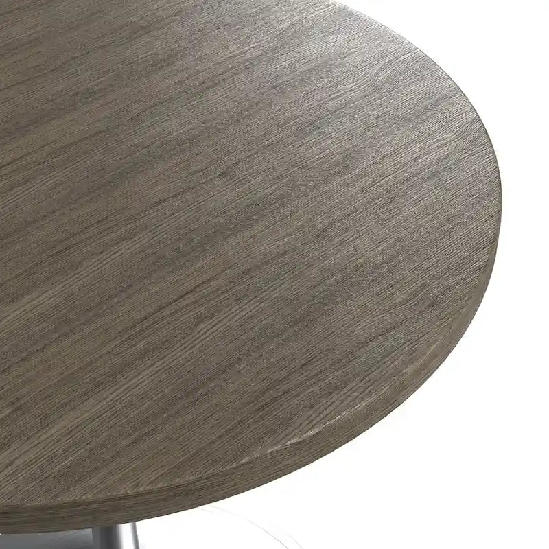 Round Dining Table, MDF Top & Steel Pedestal Base, Seats 2 – Dark Maple / Black / Cognac Brown / Natural
