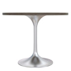 Round Dining Table, MDF Top & Steel Pedestal Base, Seats 2 – Dark Maple / Black / Cognac Brown / Natural