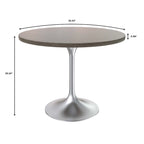 Round Dining Table, MDF Top & Steel Pedestal Base, Seats 2 – Dark Maple / Black / Cognac Brown / Natural