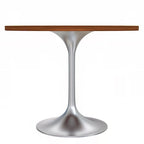 Round Dining Table, MDF Top & Steel Pedestal Base, Seats 2 – Dark Maple / Black / Cognac Brown / Natural