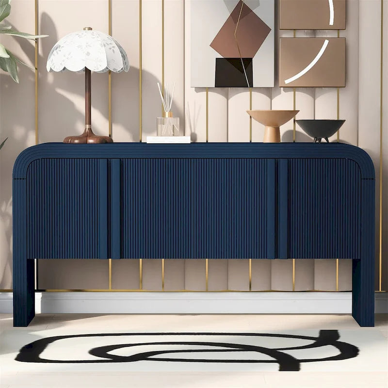 Striped Storage Cabinet with 4 Doors