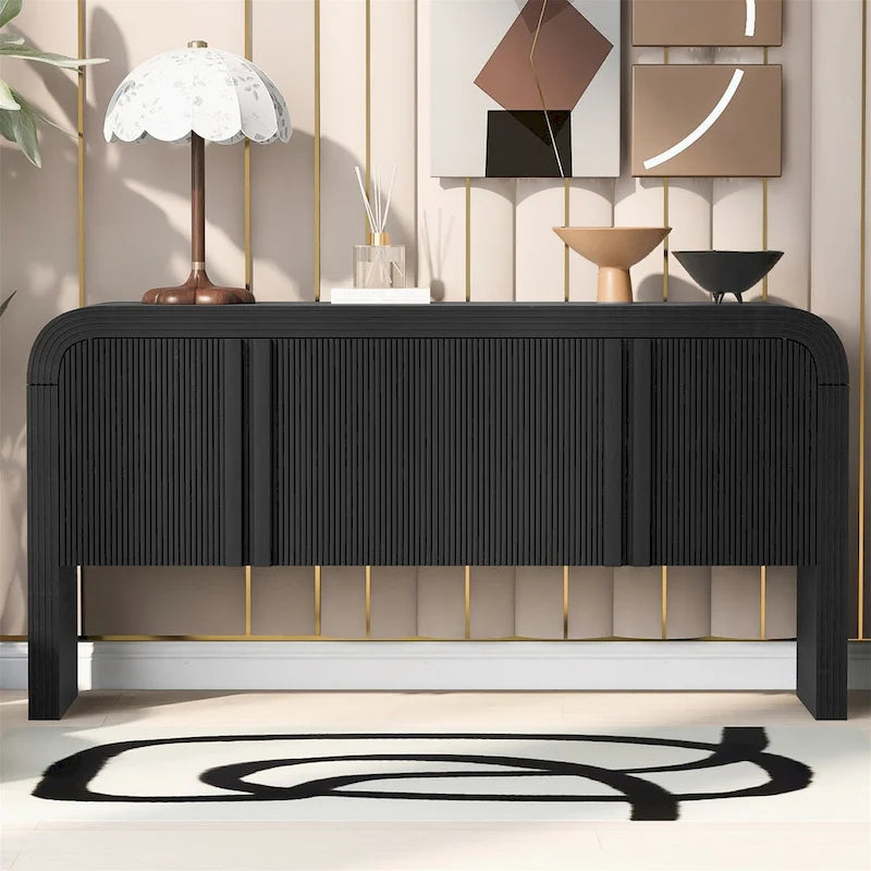 Striped Storage Cabinet with 4 Doors