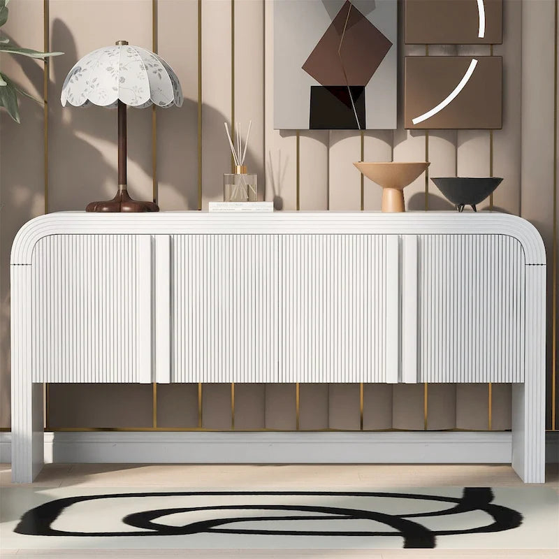 Striped Storage Cabinet with 4 Doors