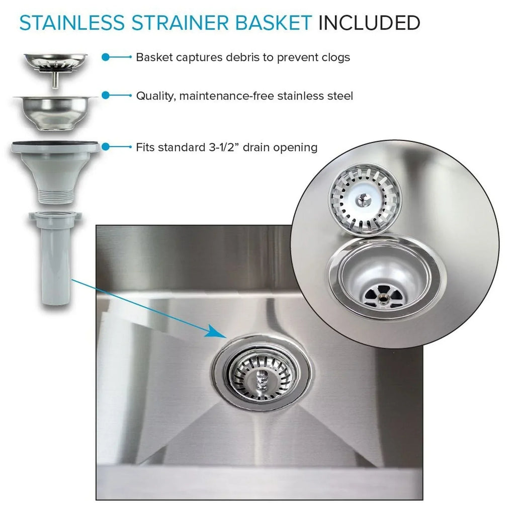 Lavatoio per lavanderia con mobile, in acciaio inox, 24-in W x 22-in D x 35-in H