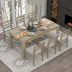 7-Piece Wooden Dining Table Set with 12 Leaf