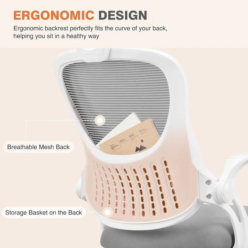 Office Computer Desk Chair, Ergonomic High-Back Mesh Rolling Work Chairs with Wheels Adjustable Headrests, Comfy Flip-up Arms