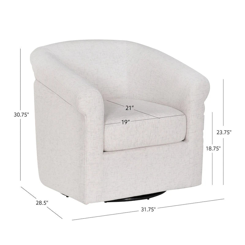 Moriarty Bone Fabric Accent Swivel Chair