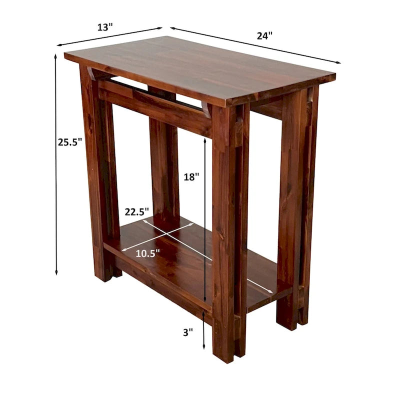 Acacia Wood Architectural Recliner Table with Shelf