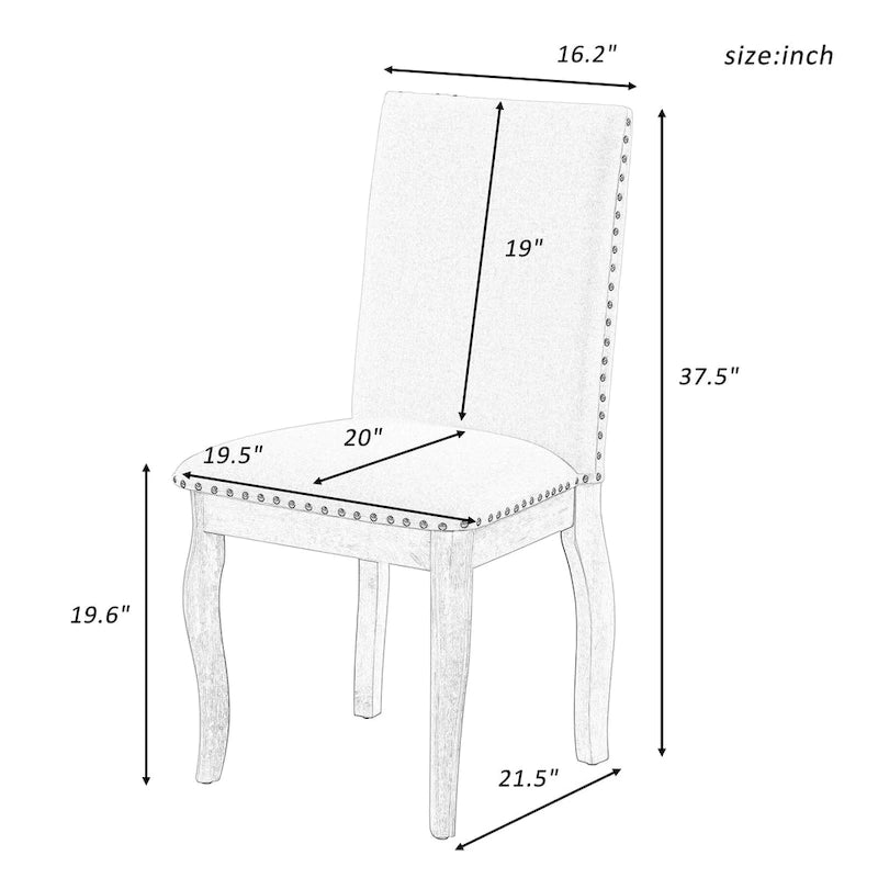 Dining Chairs Wood Upholstered Fabirc Dining Room Chairs with Nailhead,Set of 4