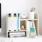 Black / Beige / White / Brown 2-Section Wooden Desk Organizer – Single Use