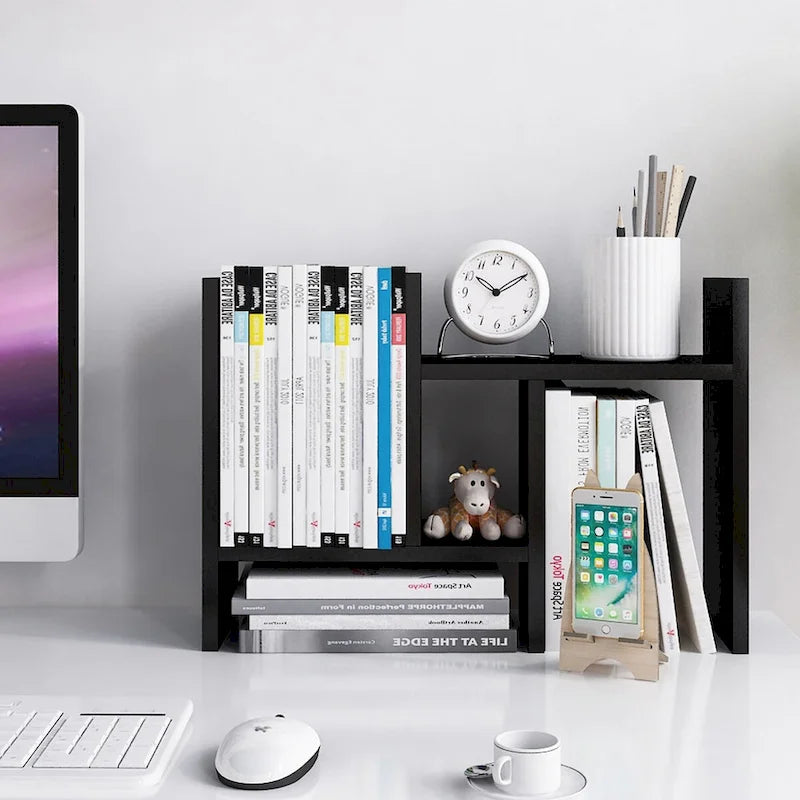 Black / Beige / White / Brown 2-Section Wooden Desk Organizer – Single Use