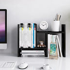 Black / Beige / White / Brown 2-Section Wooden Desk Organizer – Single Use