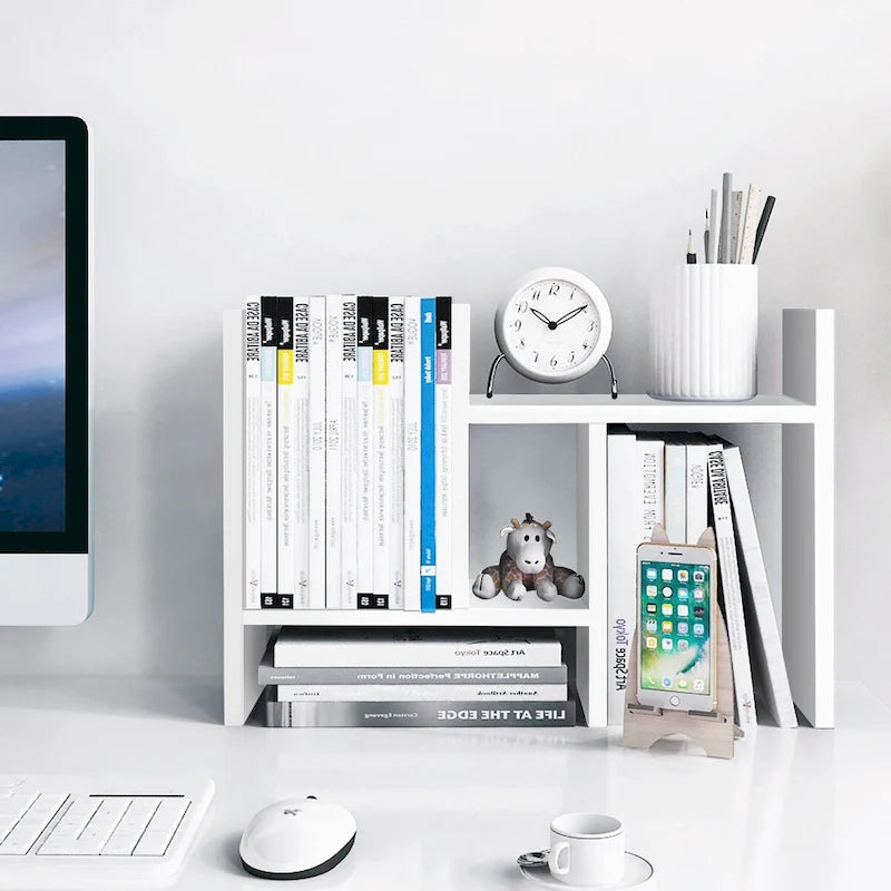 Black / Beige / White / Brown 2-Section Wooden Desk Organizer – Single Use