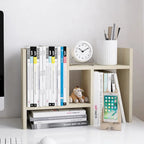 Black / Beige / White / Brown 2-Section Wooden Desk Organizer – Single Use