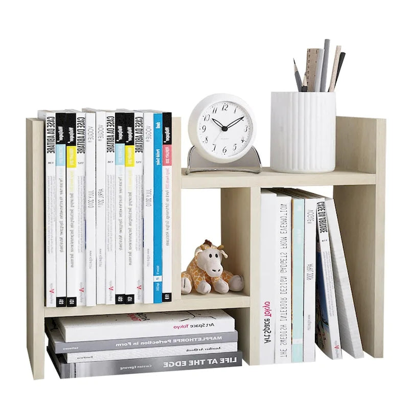 Black / Beige / White / Brown 2-Section Wooden Desk Organizer – Single Use