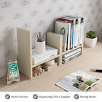 Black / Beige / White / Brown 2-Section Wooden Desk Organizer – Single Use