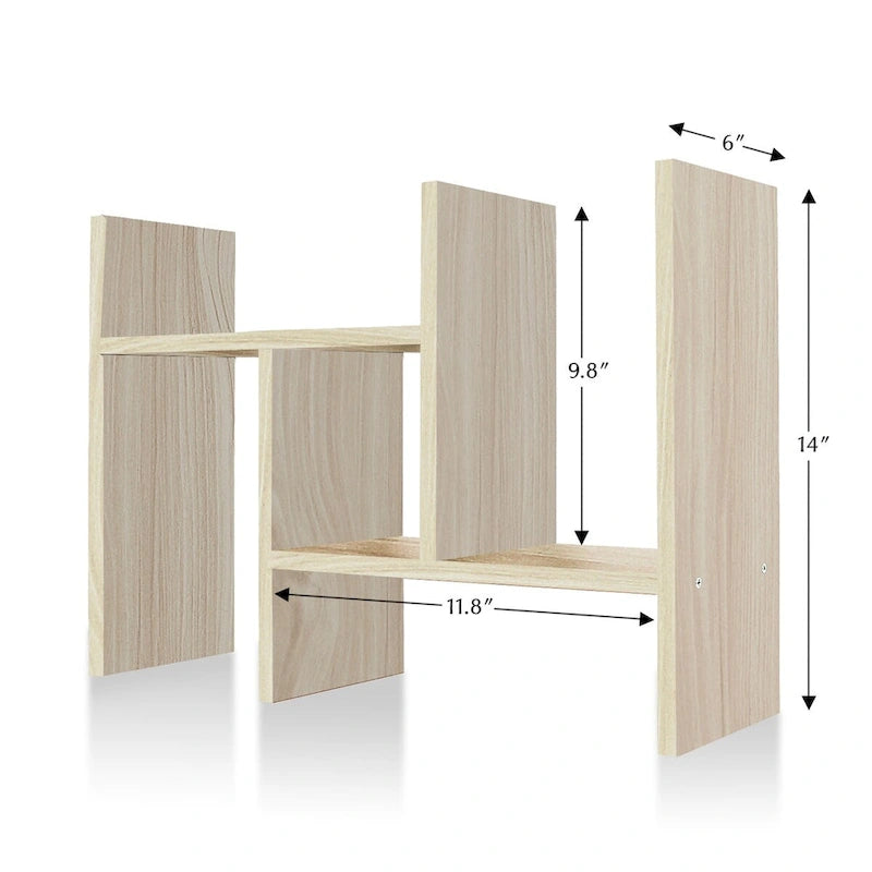Black / Beige / White / Brown 2-Section Wooden Desk Organizer – Single Use