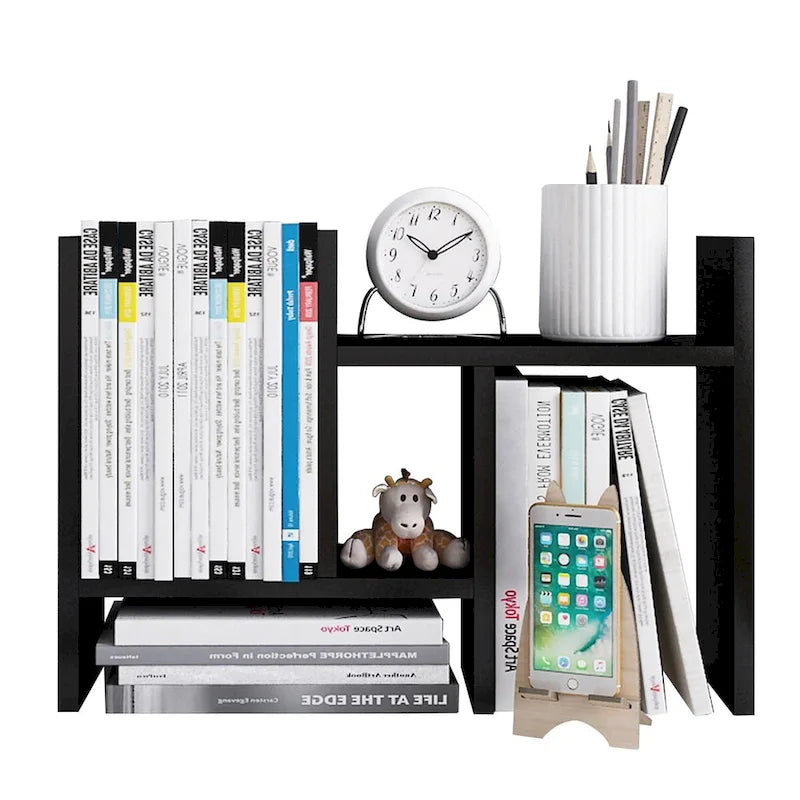 Black / Beige / White / Brown 2-Section Wooden Desk Organizer – Single Use