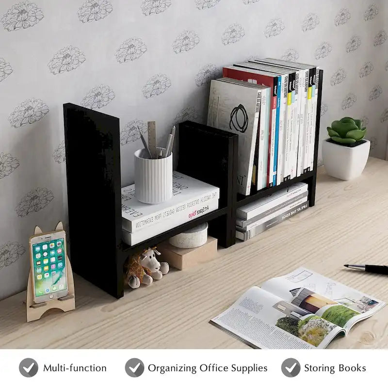 Black / Beige / White / Brown 2-Section Wooden Desk Organizer – Single Use