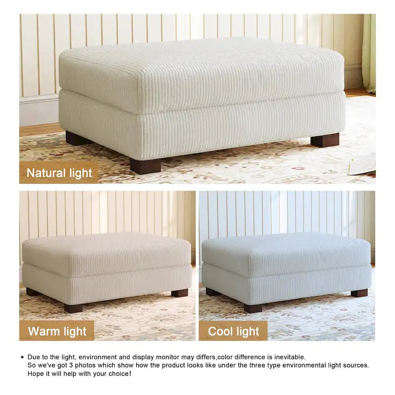 Grand pouf décoratif moderne en velours côtelé