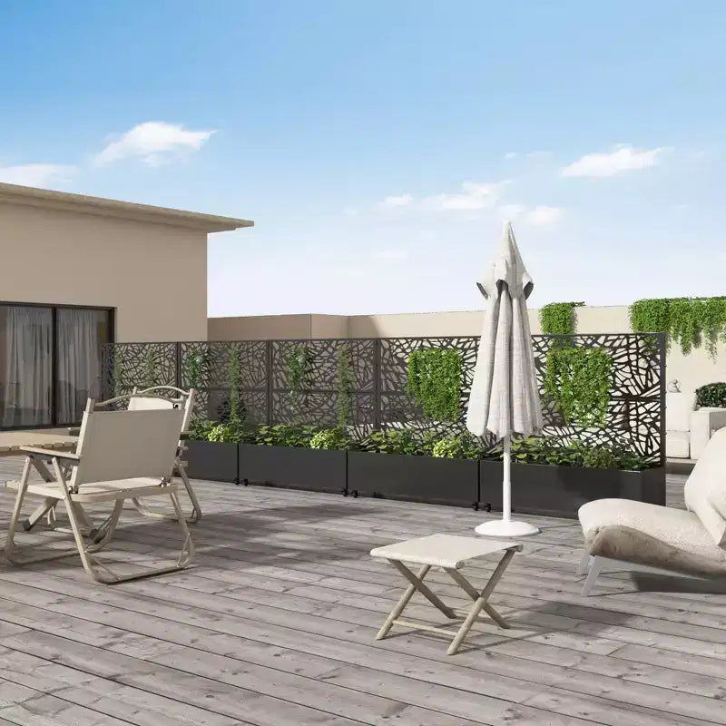 Fioriera MAYEERTY con griglia a traliccio in ferro nero, stile 01, 72x47x16in, set da 3 pezzi
