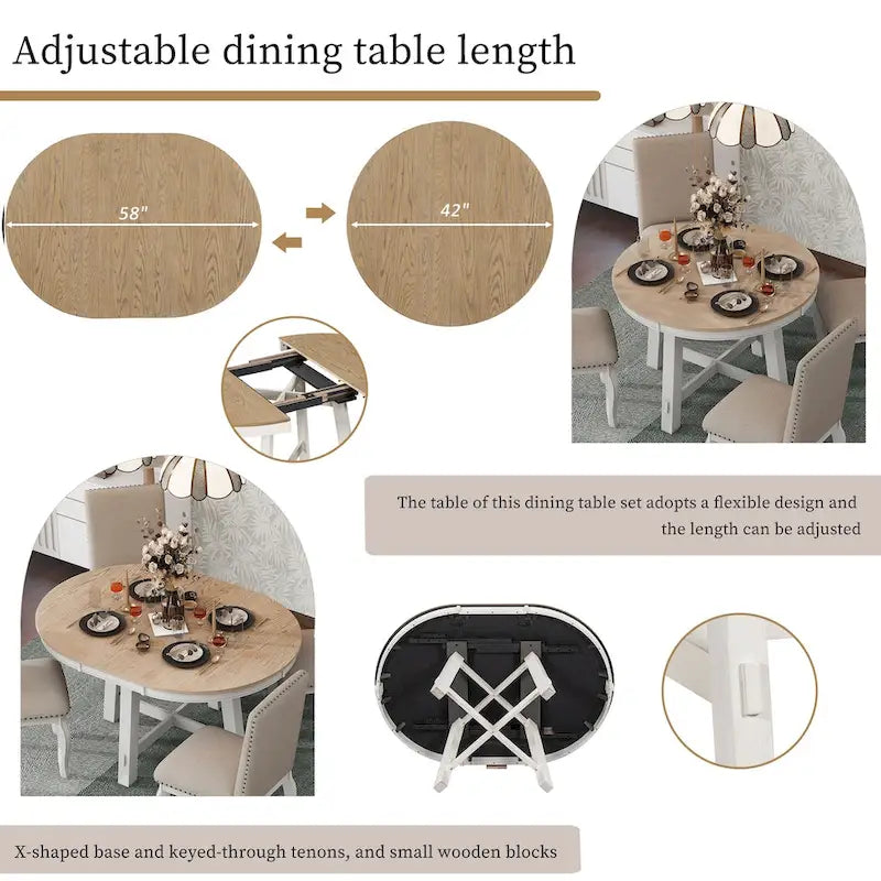 Mesa de jantar redonda extensível em estilo rústico, em madeira, com extensão de 16 polegadas