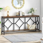 70.9 Inch Sofa Console Table with Open Storage Shelf, Industrial Narrow Extra Long Sofa Tables Entry Table Behind Couch Table