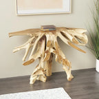 Teak Wood Handmade Live Edge Tree Trunk Console Table - Brown - Roche River Decor