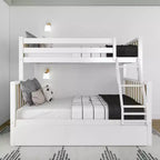 Letto a castello Max & Lily con letto estraibile, singolo sopra matrimoniale, in legno massello, stile scandinavo, per bambini