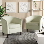 2 Set Modern Linen Barrel Accent Chairs Club Armchair