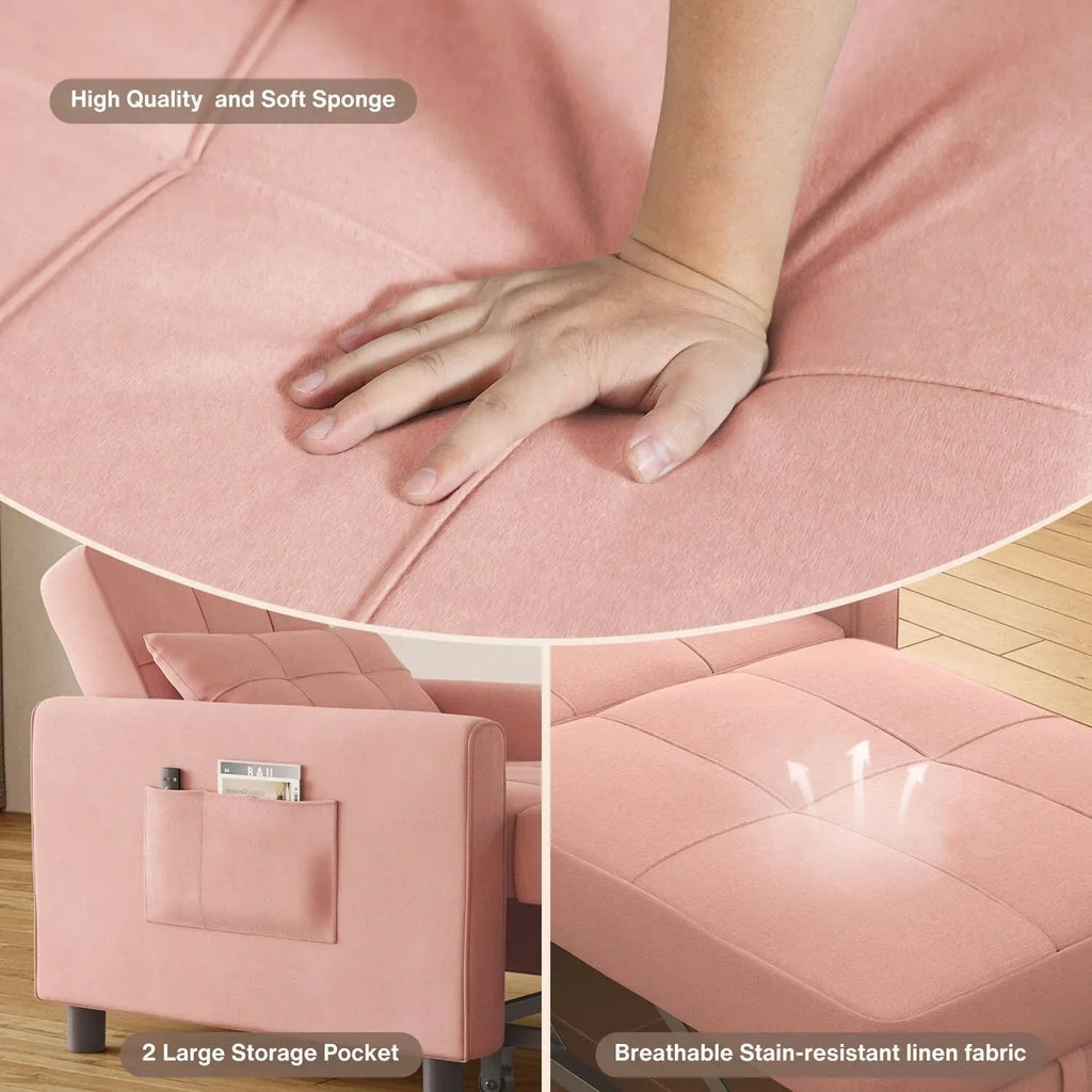 Sofá-cama ajustável 3 em 1, sofá-cadeirão extensível, cama dobrável convertível para sala de estar