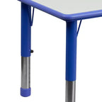 Conjunto Emma and Oliver de mesa retangular de atividades em plástico, com altura ajustável, 23.625W x 47.25L e 6 cadeiras