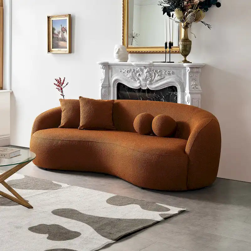 Blaine gebogenes Sofa im Japandi-Stil aus luxuriösem, modernem Bouclé-Stoff