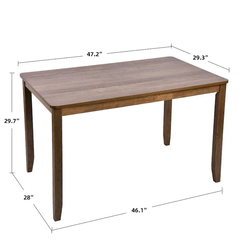 Ensemble de salle à manger de 5 pièces en bois massif, table de 47L et 4 chaises à dossier à barreaux