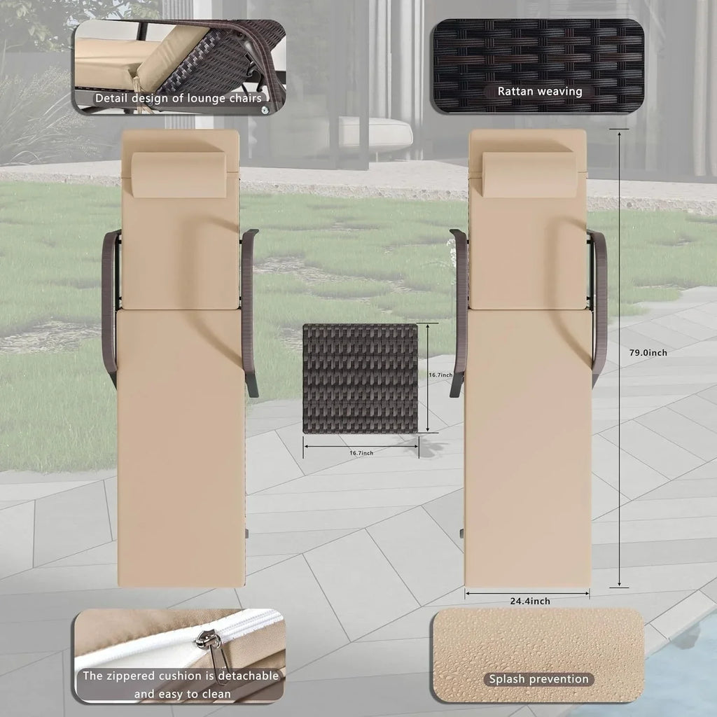 Conjunto de 3 espreguiçadeiras de exterior Kullavik