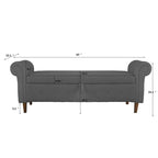 Aufbewahrungsbank fürs Schlafzimmer am Fußende des Bettes, Samt-Ottomane mit gerollten Armlehnen, langes Sofa