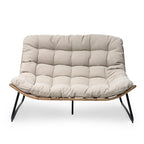 Poltrona doppia Papasan con cuscino, in rattan PE resistente a tutte le condizioni atmosferiche e struttura in metallo, per interni ed esterni
