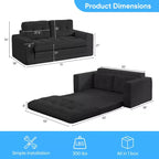 Rozkładana sofa-futon Mjkone 2 w 1 o szerokości 71', tapicerowana tkaniną sztruksową, z pikowanymi guzikami, dwuosobowa sofa z funkcją spania, oszczędzająca miejsce
