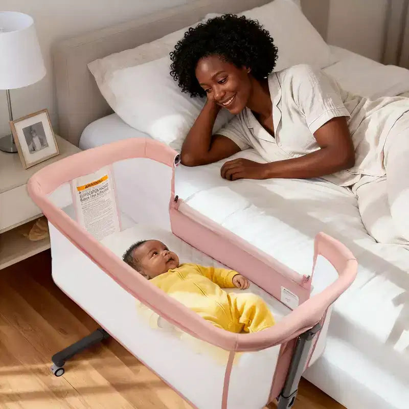 Culla per neonati con ruote ?? beige / grigio / rosa, culla co-sleeping, per 1 neonato