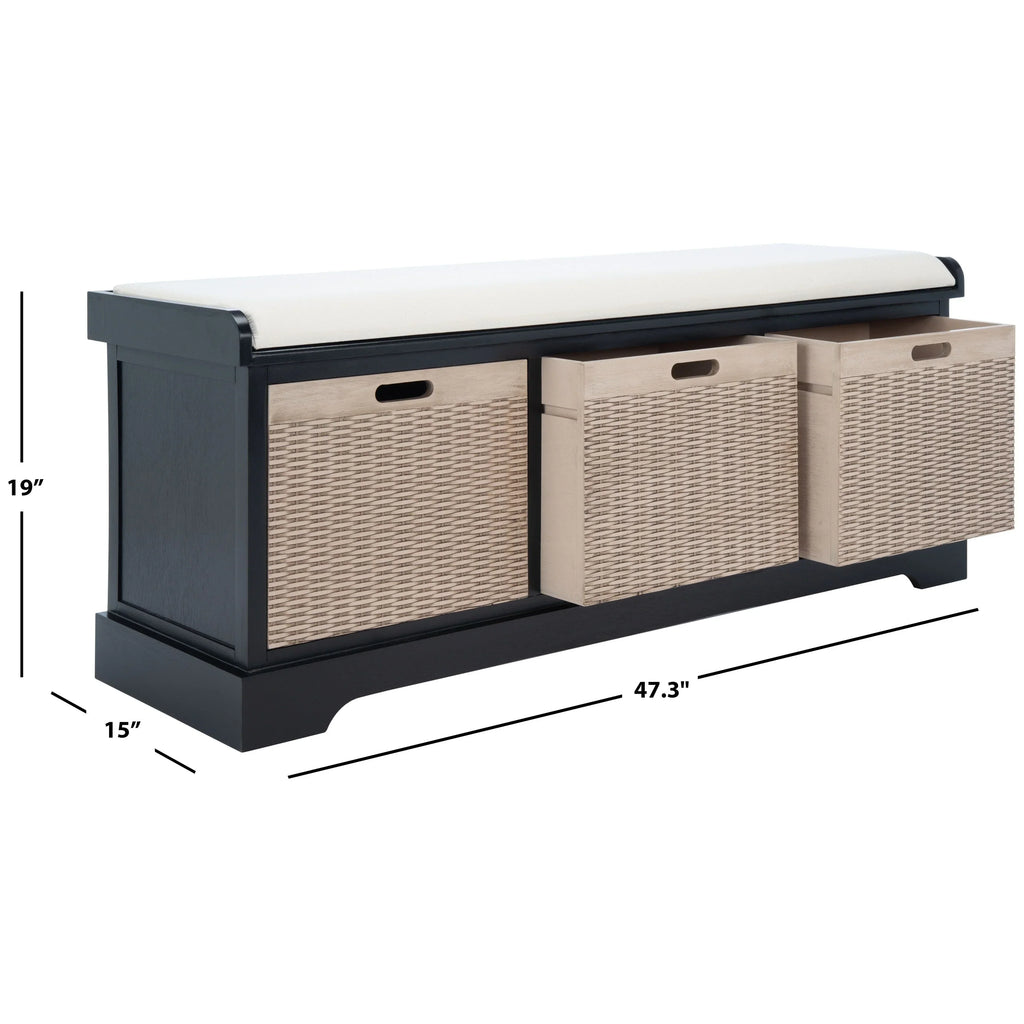 Panca contenitore SAFAVIEH Fiorello a 3 cassetti con cuscino - 47.3 W x 15 L x 19 H - 47Wx15Dx19H