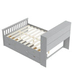 Lit plateforme capitaine une place/deux places avec 4 tiroirs et étagères de rangement, cadre en bois massif avec tête de lit bibliothèque et rangements