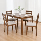5-teiliges Esszimmer-Set aus Massivholz, 47L (1 Tisch + 4 Stühle mit Sprossenlehne)