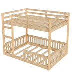 Letto a castello in legno a due piazze con scala e sponde di protezione, letto a castello basso a due piazze con supporto a doghe