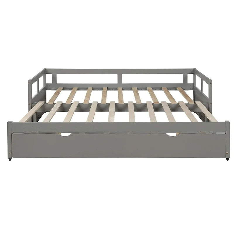 Uitschuifbaar ligbed met onderschuifbed, houten ligbed met onderschuifbed