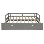 Uitschuifbaar ligbed met onderschuifbed, houten ligbed met onderschuifbed