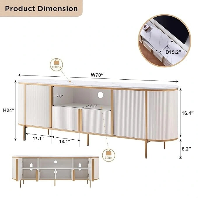 Moderner Luxus-TV-Schrank, Entertainment-Center mit Kunstmarmorplatte