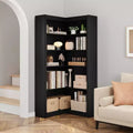 Nero/Bianco/Legno/Retrò, libreria angolare a L, a 5 ripiani, singola