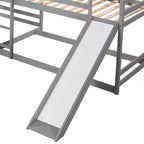 L-förmiges Etagenbett für 4 Kinder, Vierer-Etagenbett mit Rutsche und Bettgestell aus Holz in Full- und Twin-Size für Schlafzimmer und Wohnheim